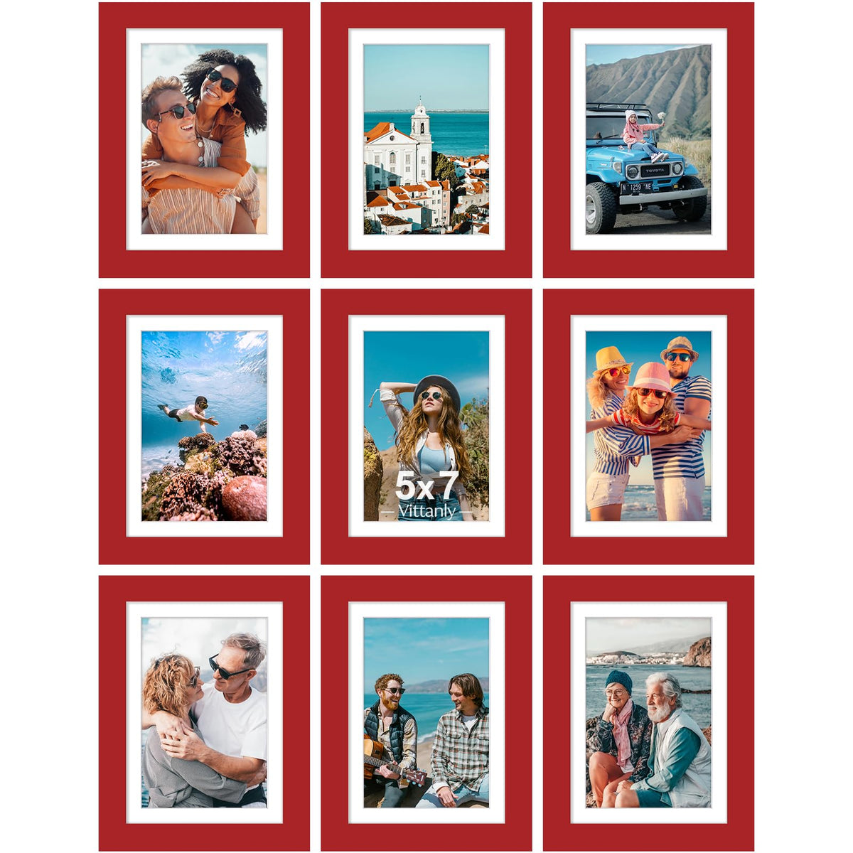 Vittanly 8x10 Picture Frames Set of 9 for Wall or Tabletop Display, Black