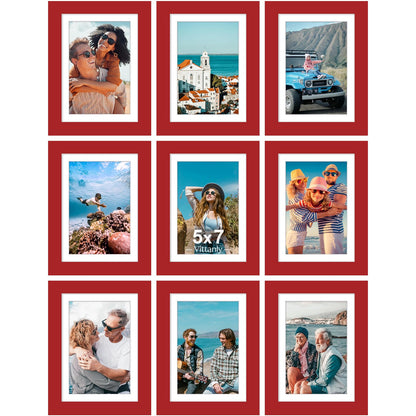 Vittanly 8x10 Picture Frames Set of 9 for Wall or Tabletop Display, Black