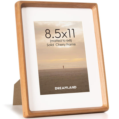 Dreamland 8x10 Picture Frame, USA-Sourced Oak Wood Photo Frames with HD Tempered Glass, 8 x 10 Wooden Frame Matted to 5 x 7, 8x10 Frames Handcrafted Rounded Corner for Tabletop or Wall Display