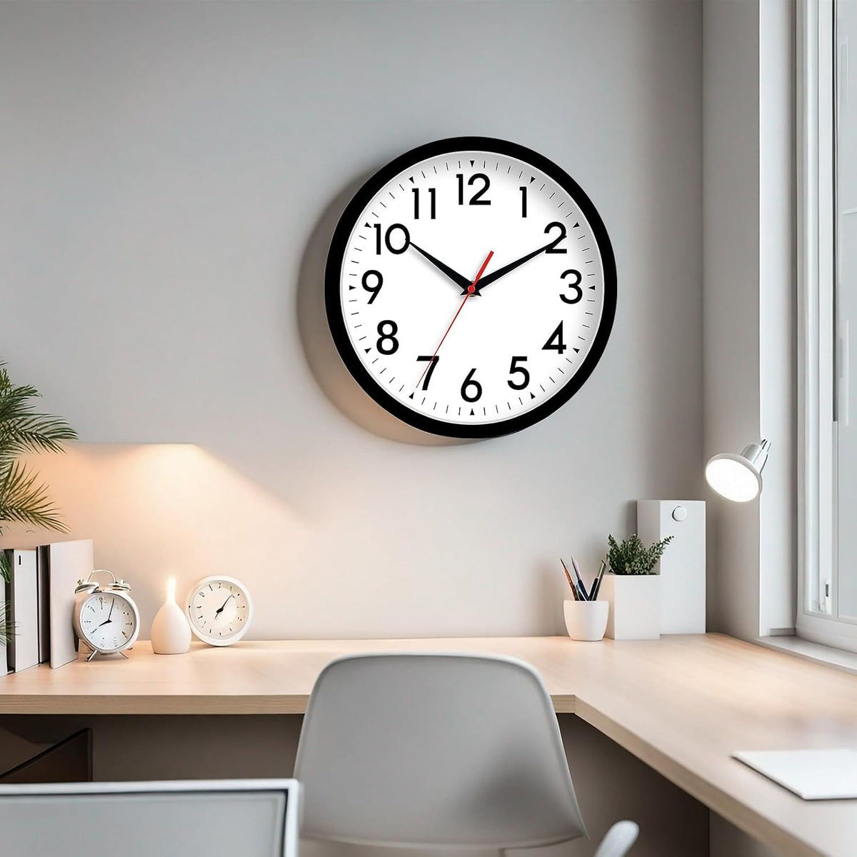 DAXSMY 14 Inch Wall Clock, Battery Operated Silent Non Ticking