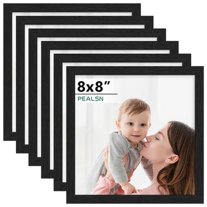 PEALSN 8x10 Picture Frame Set of 6, Wall or Tabletop, Black Woodgrain