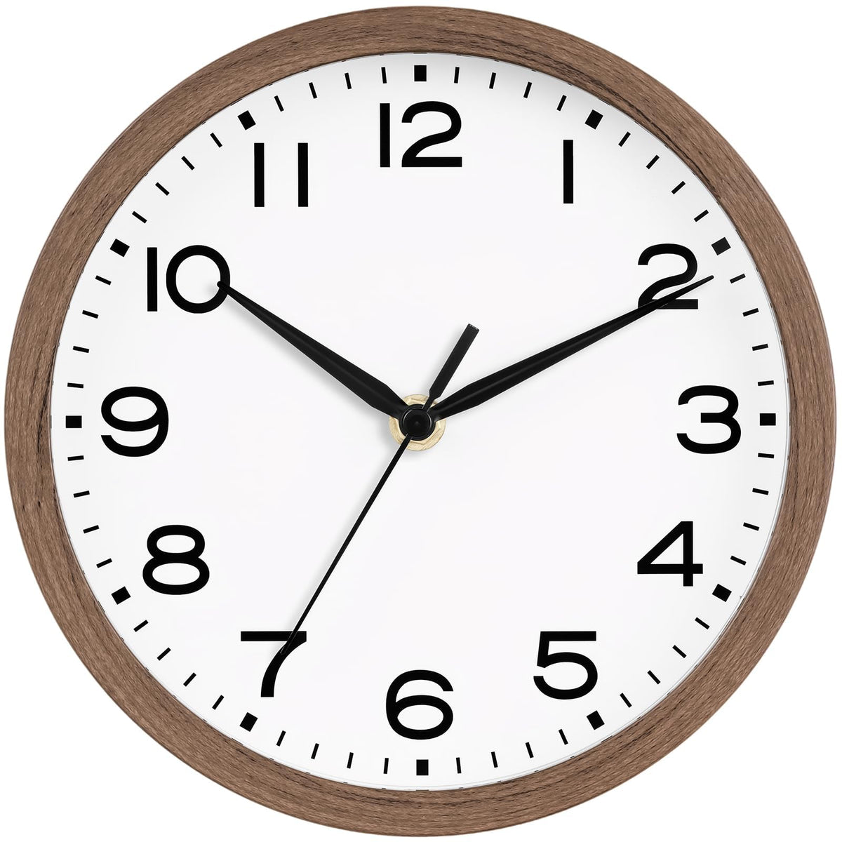 AKCISOT 8 Inch Wall Clock, Silent Battery Operated Analog Clock, Black