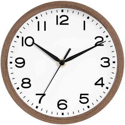 AKCISOT 8 Inch Wall Clock, Silent Battery Operated Analog Clock, Black