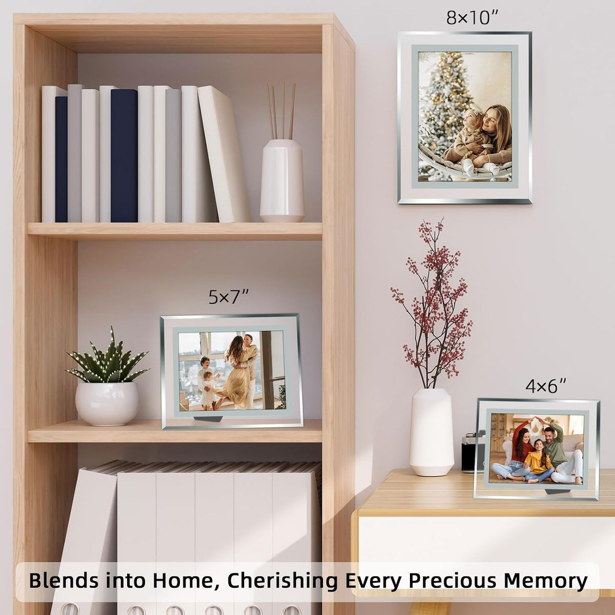 Vienrose 5x7 Picture Frame Set of 2, Clear Glass Photo Frames with Silver Edge, Horizontal or Vertical Display for Tabletop, Desk, Home, Office Decoration Fits 5x7 Photos Easy Photo Swap Gift Ready