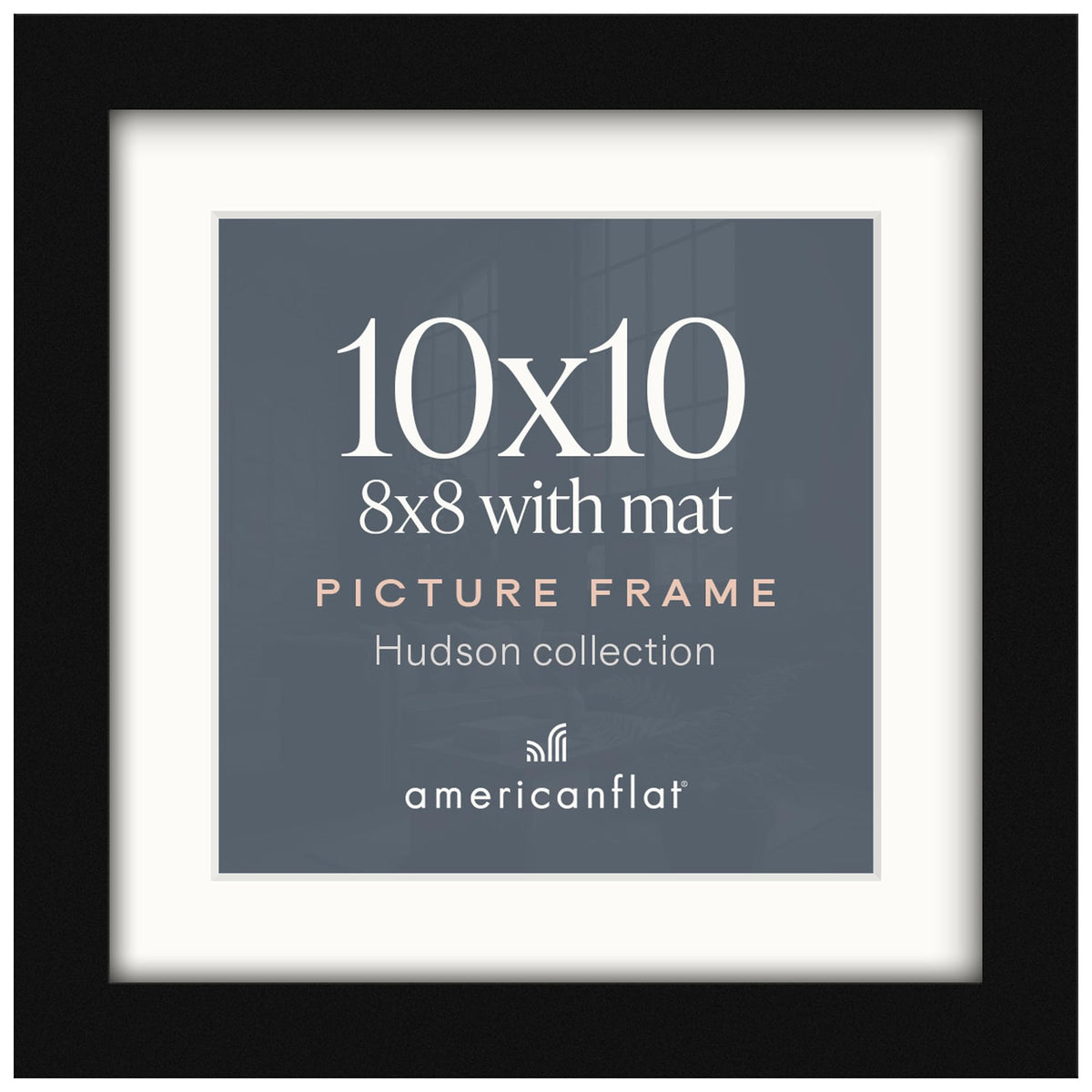 Americanflat 22x28 Poster Frame - Matted to 18x24 - Engineered Wood - Black
