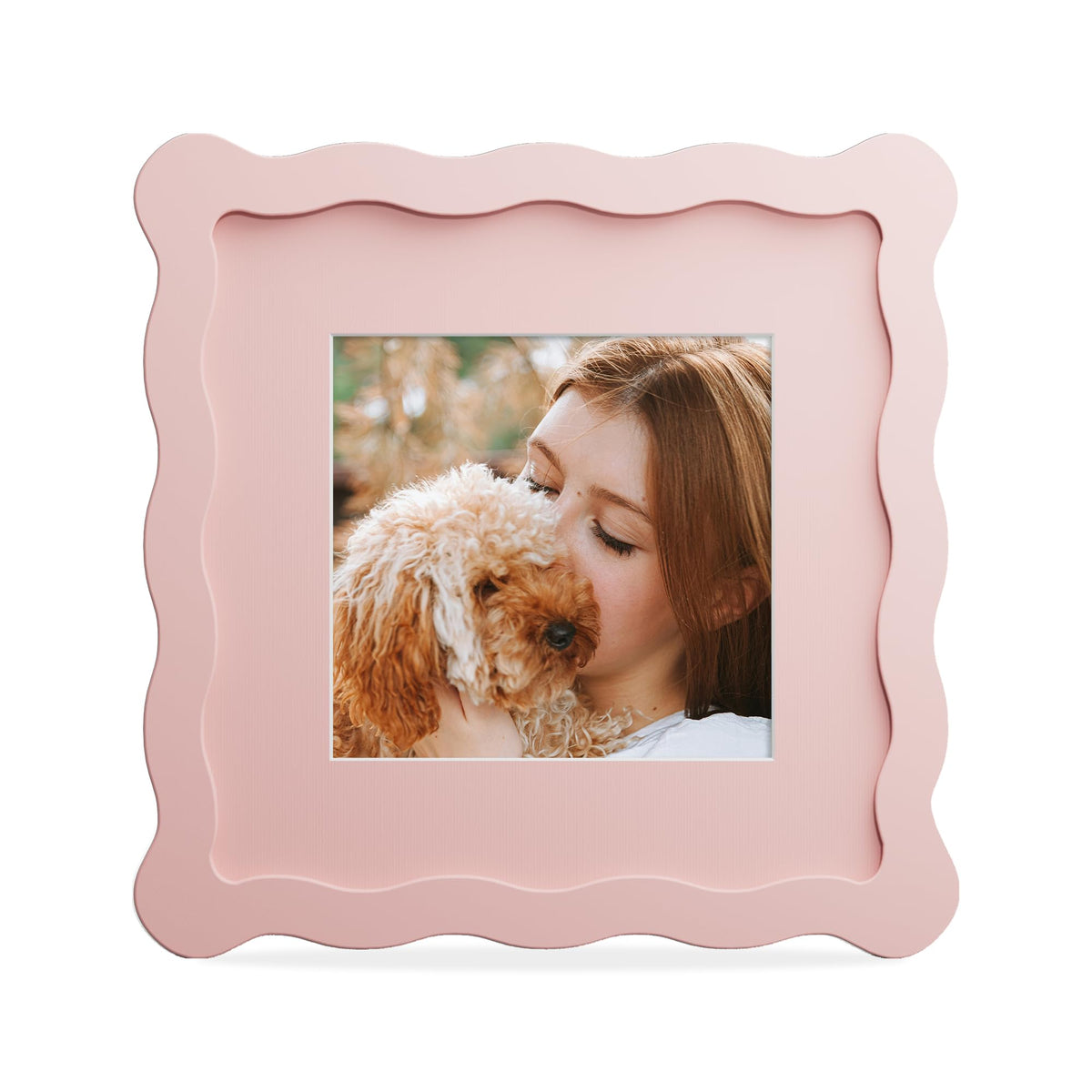 4x6 Picture Frame with Mat for 3.5x5, Wavy Edge Wooden Real Glass Photo Frame for Tabletop and Wall Hanging, Green, 1 Pack