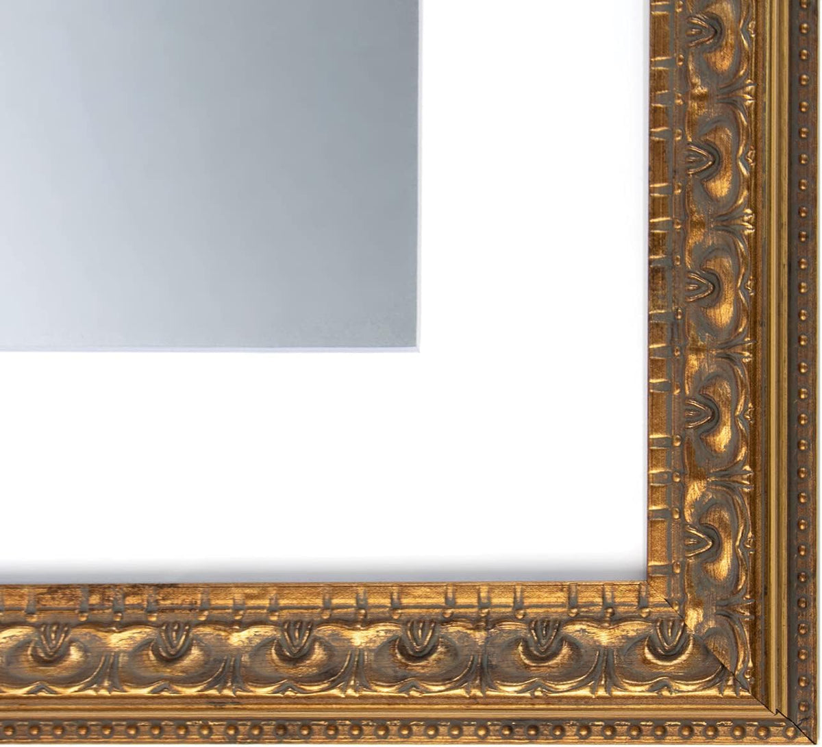 Golden State Art 11x14 Bronze Photo Frame White Mat for 8x10 Real Glass