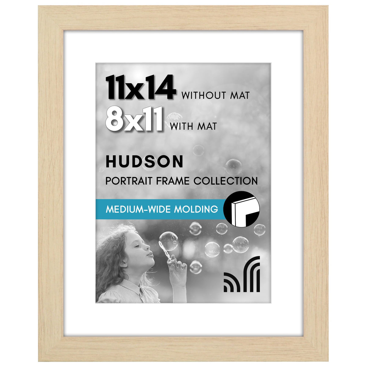 Americanflat 22x28 Poster Frame - Matted to 18x24 - Engineered Wood - Black