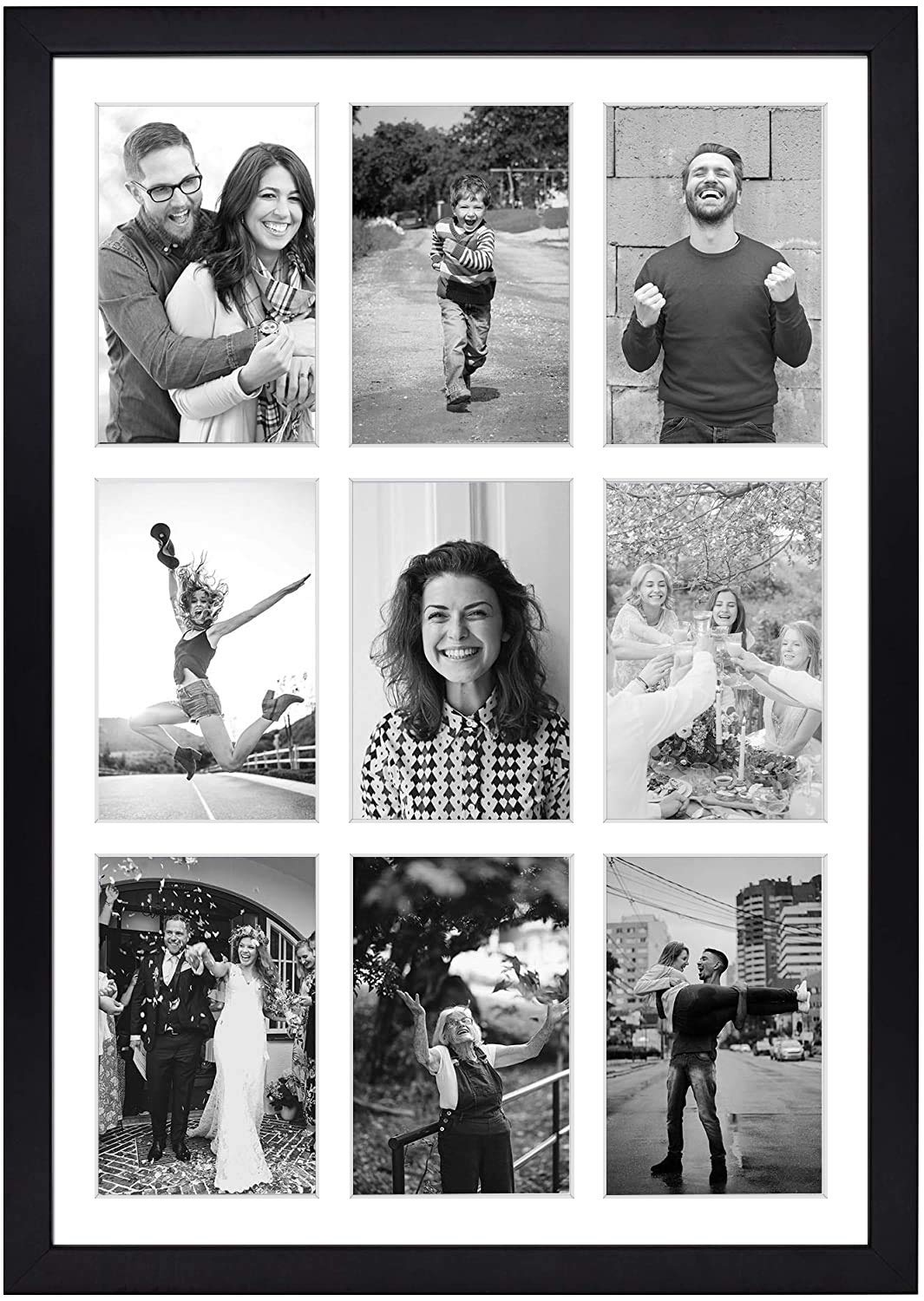 Golden State Art 9-Openings 4x6 Wood Collage Picture Frame Black