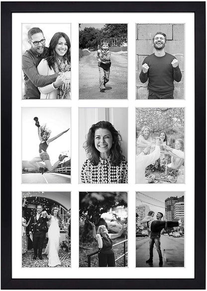 Golden State Art 9-Openings 4x6 Wood Collage Picture Frame Black