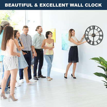 Pytha Sight 30 Inch Black Large Roman Numeral Wall Clocks for Living Room