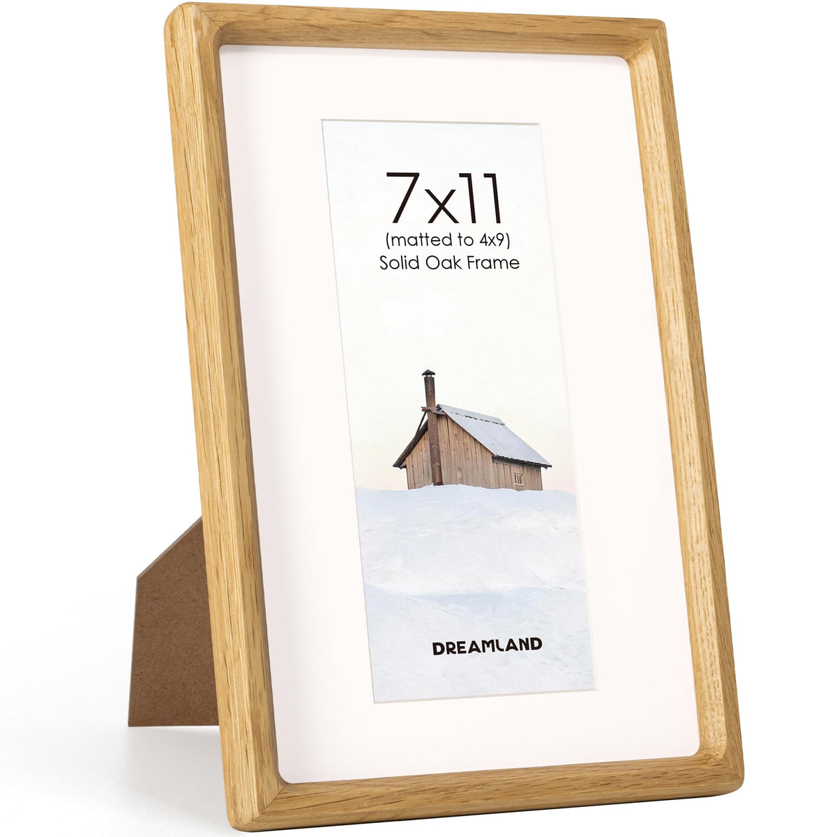 Dreamland 8x10 Picture Frame, USA-Sourced Oak Wood Photo Frames with HD Tempered Glass, 8 x 10 Wooden Frame Matted to 5 x 7, 8x10 Frames Handcrafted Rounded Corner for Tabletop or Wall Display