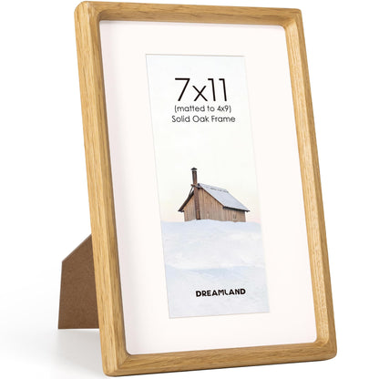 Dreamland 8x10 Picture Frame, USA-Sourced Oak Wood Photo Frames with HD Tempered Glass, 8 x 10 Wooden Frame Matted to 5 x 7, 8x10 Frames Handcrafted Rounded Corner for Tabletop or Wall Display