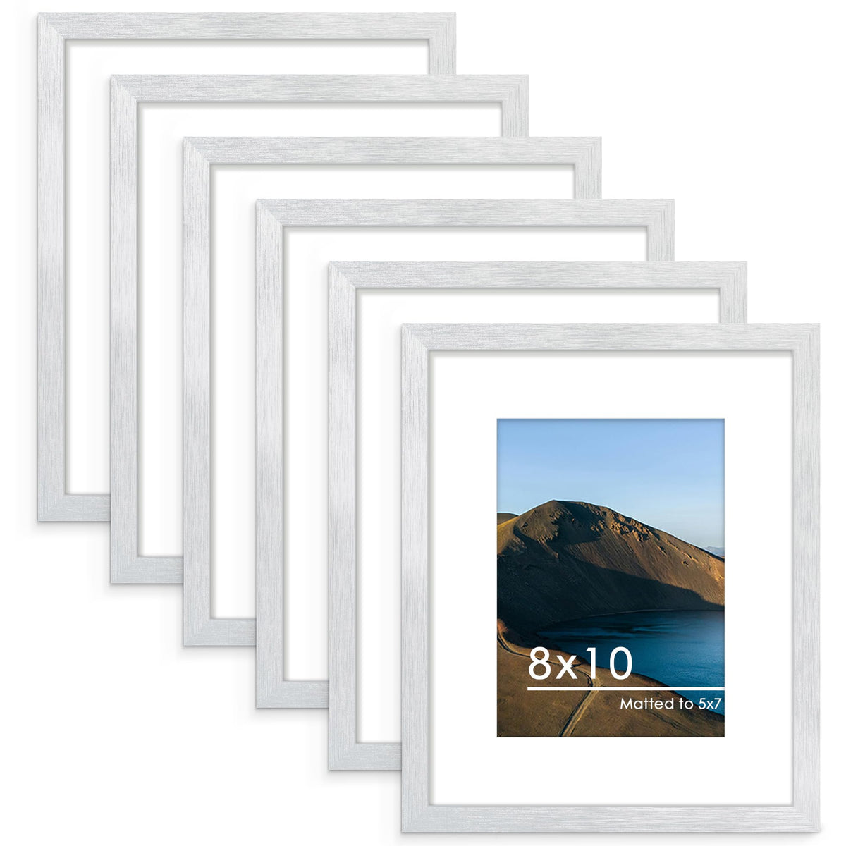 PEALSN 8x10 Picture Frame Set of 6,Wall or Tabletop Display,Black Woodgrain