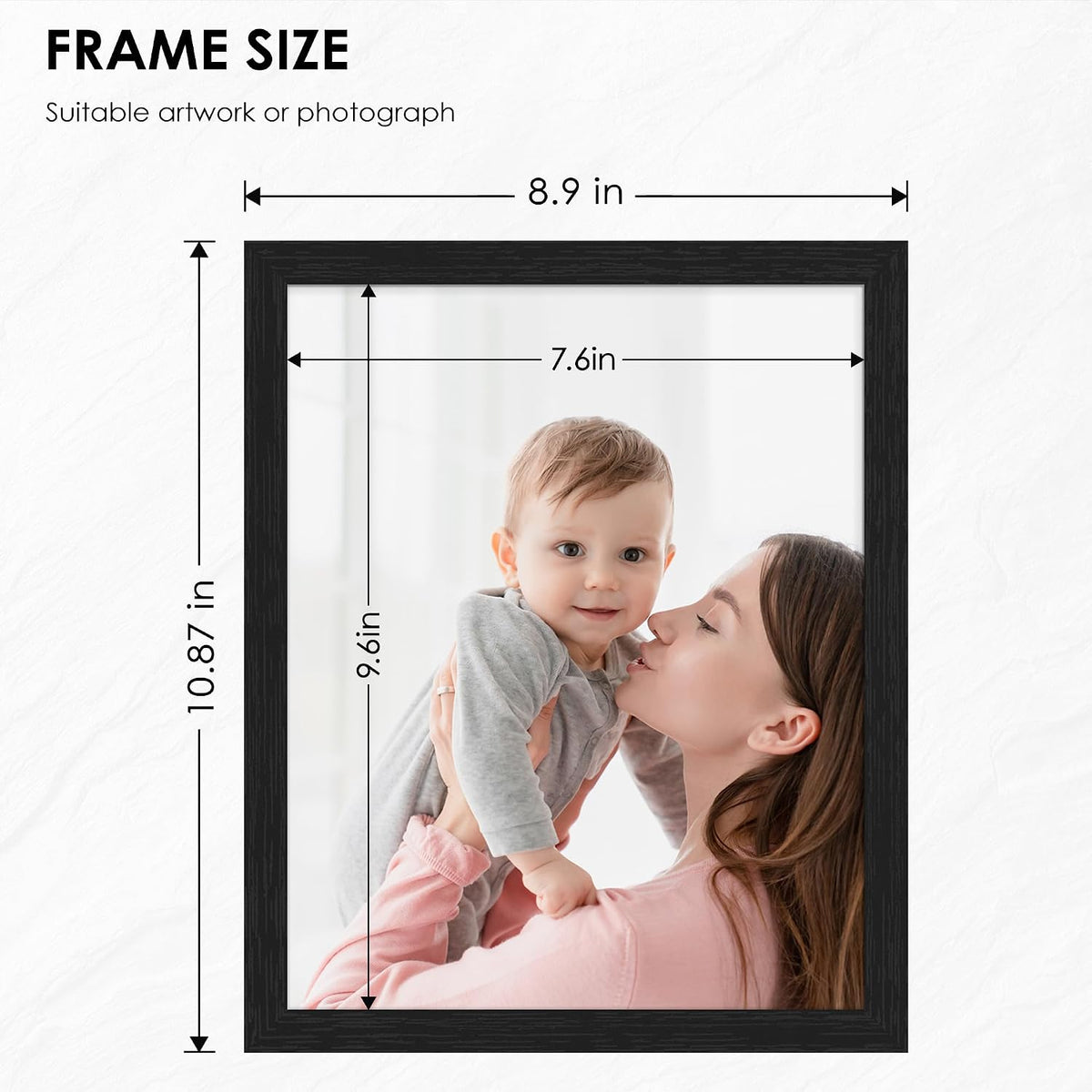 PEALSN 8x10 Picture Frame Set of 6, Wall or Tabletop, Black Woodgrain