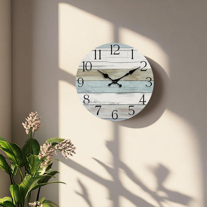 10 Inch Wall Clock, Silent Battery Operated Analog Clock, Blue