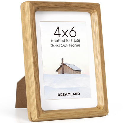 Dreamland 8x10 Picture Frame, USA-Sourced Oak Wood Photo Frames with HD Tempered Glass, 8 x 10 Wooden Frame Matted to 5 x 7, 8x10 Frames Handcrafted Rounded Corner for Tabletop or Wall Display