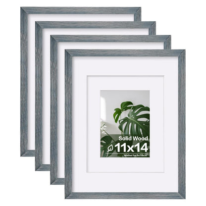 Egofine 8x10 Picture Frames Set of 4, Made of Solid Wood Covered by Plexiglass 4x6 and 5x7 with Mat or 8x10 without Mat, for Table Top Display and Wall Mounting Photo Frame White