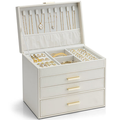 VLANDO Large Jewelry Box, 6 Layer Storage Organizer, Removable Dividers