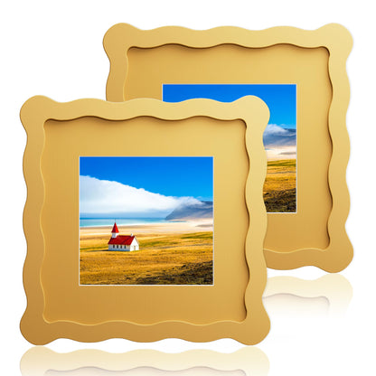 5x7 Wavy Picture Frame with 4x6 Mat, 5 x 7 Wood Frame, Real Glass