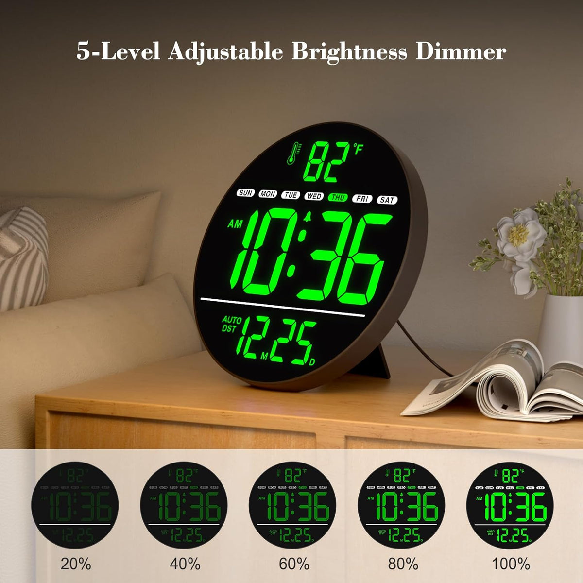 WallarGe Electric Large Digital Wall Clock with LED Display