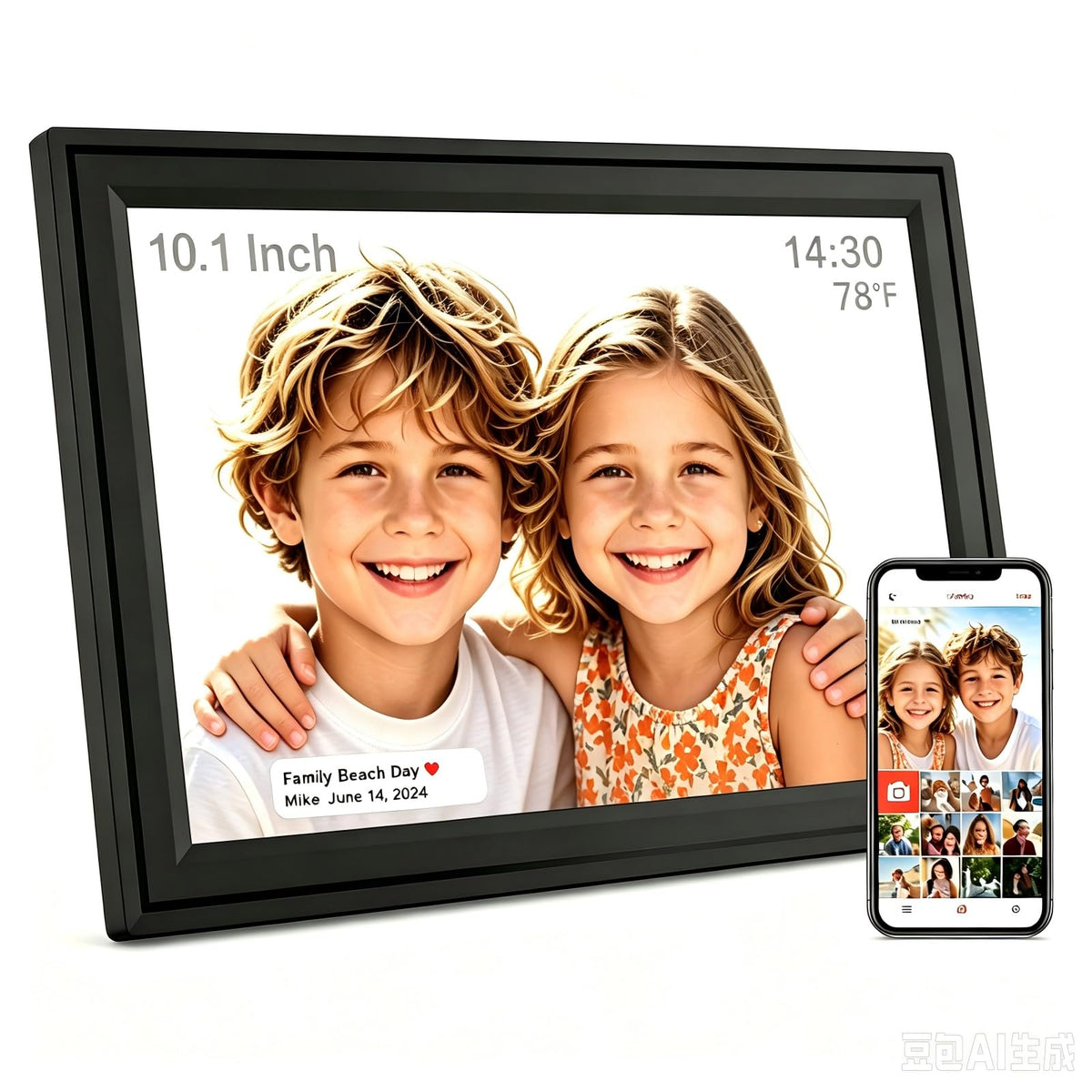 Frameo 10.1 inch Digital Picture Frame WiFi Smart Digital Photo Frame Wood