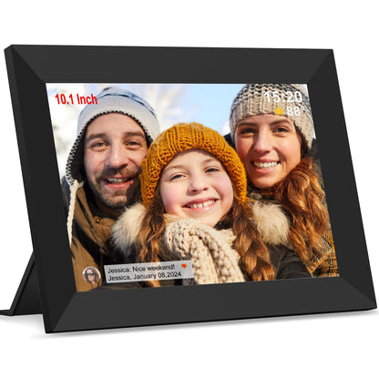 Frameo 10.1 inch Digital Picture Frame WiFi Smart Digital Photo Frame Wood