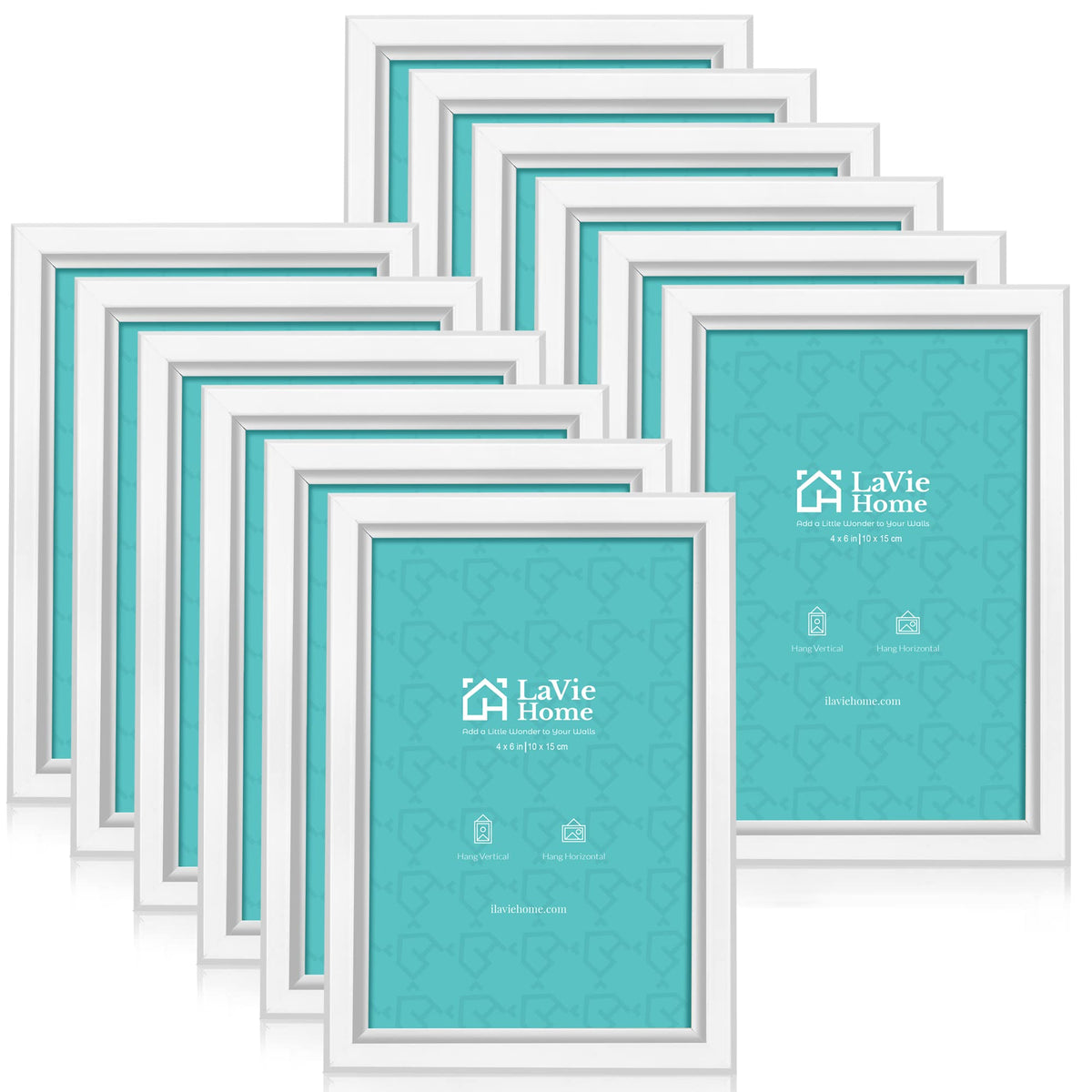 LaVie Home 4x6 Picture Frames (12 Pack, Gold) Simple Designed Photo Frame with High Definition Glass for Wall Mount & Table Top Display, Set of 12 Classic Collection