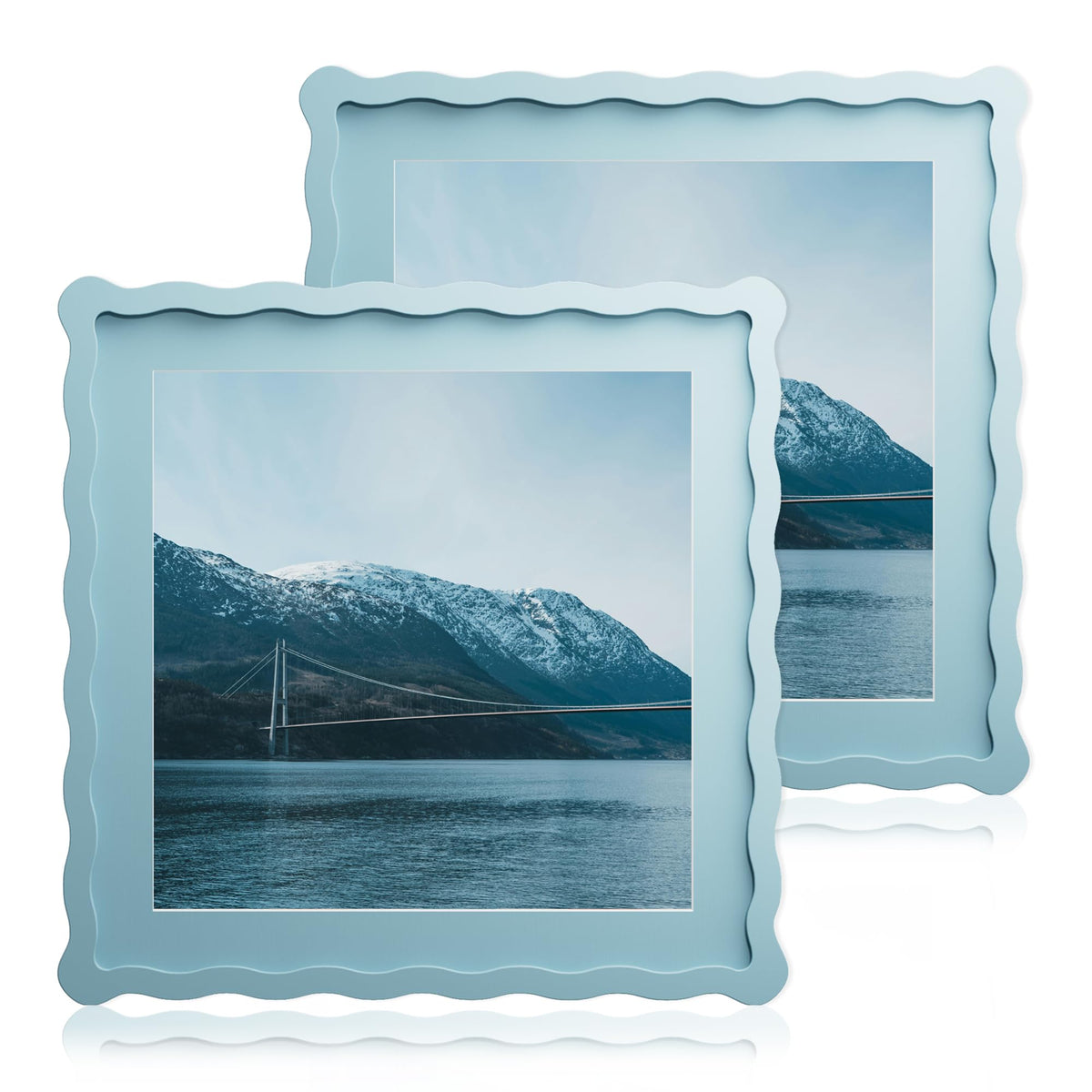 5x7 Wavy Picture Frame with 4x6 Mat, 5 x 7 Wood Frame, Real Glass