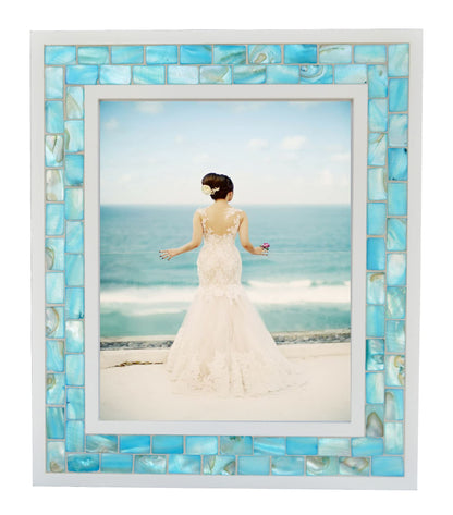 Mother of Pearl Picture Frame 5x7, Grey+White, 1pc