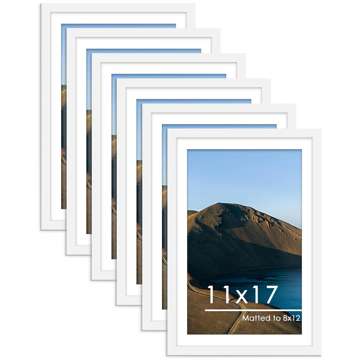 PEALSN 8x10 Picture Frame Set of 6,Wall or Tabletop Display,Black Woodgrain