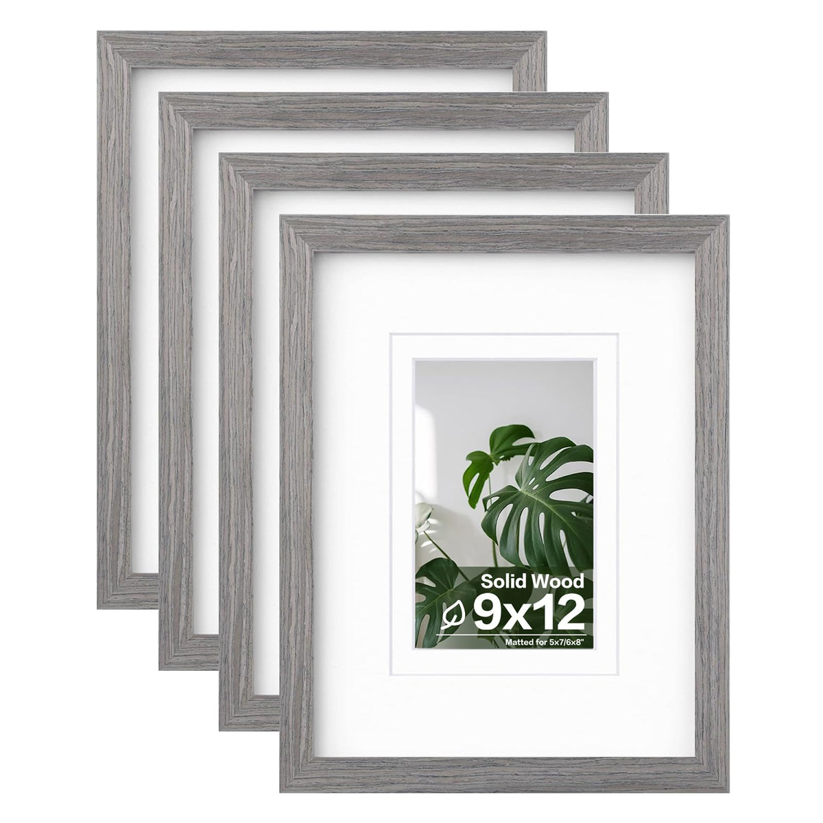 Egofine 8x10 Picture Frames Set of 4, Made of Solid Wood Covered by Plexiglass 4x6 and 5x7 with Mat or 8x10 without Mat, for Table Top Display and Wall Mounting Photo Frame White