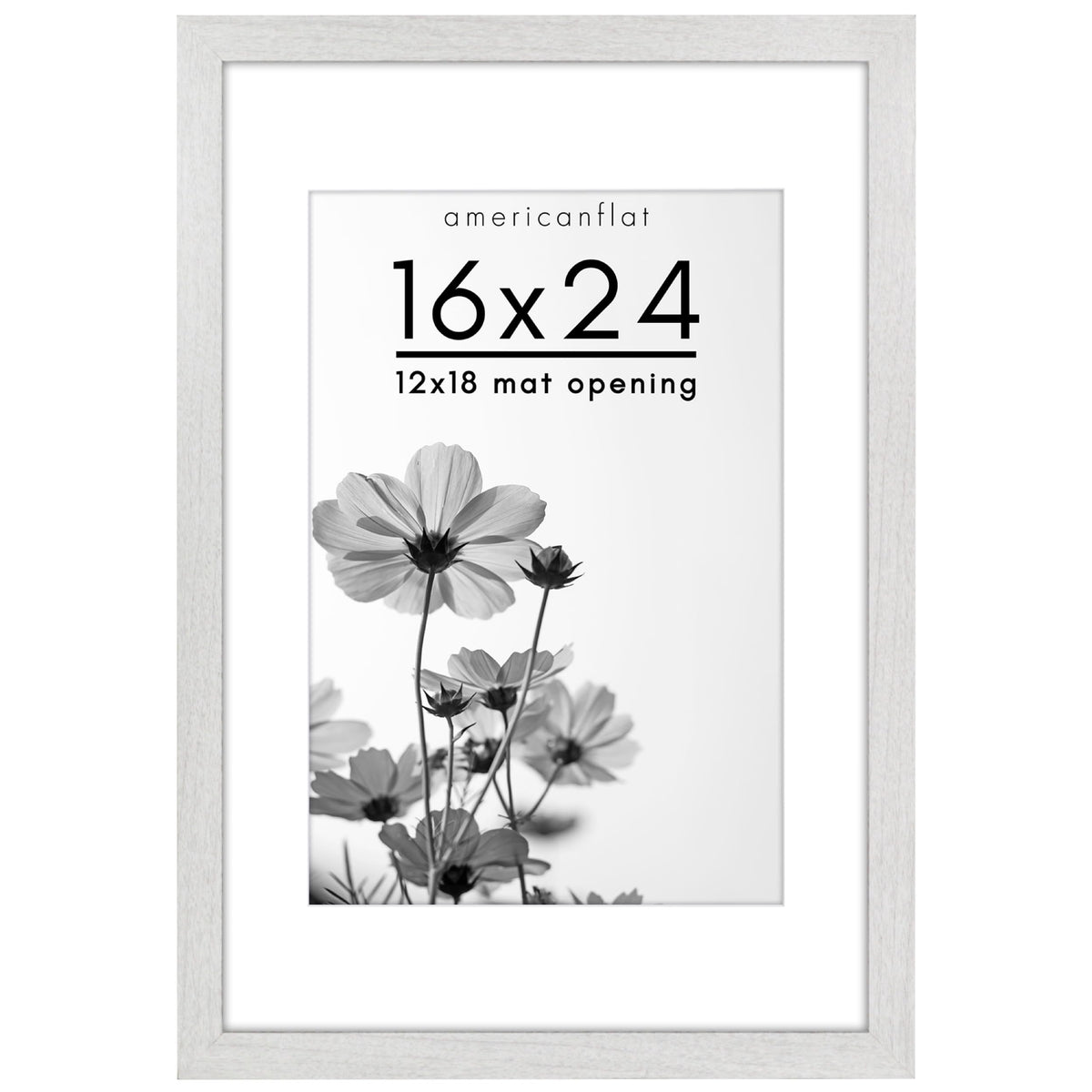 Americanflat 22x28 Poster Frame - Matted to 18x24 - Engineered Wood - Black