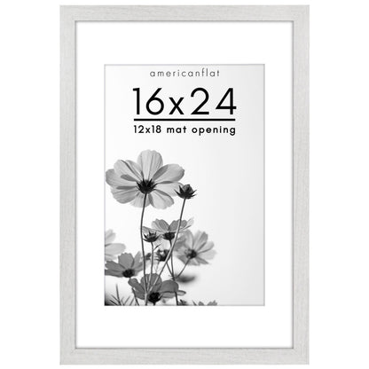 Americanflat 22x28 Poster Frame - Matted to 18x24 - Engineered Wood - Black