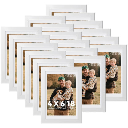 HappyHapi 8x10 Picture Frame Set of 6, Wall or Tabletop Display, White