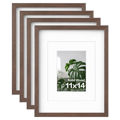 Egofine 8x10 Picture Frames Set of 4, Made of Solid Wood Covered by Plexiglass 4x6 and 5x7 with Mat or 8x10 without Mat, for Table Top Display and Wall Mounting Photo Frame White