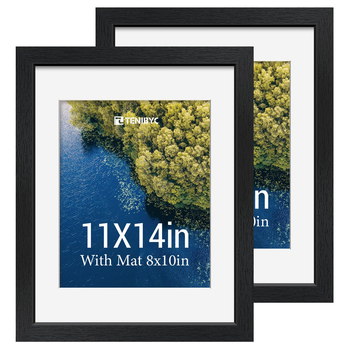 5x7 picture frame 4 Pack, 4x6 Mat, Black Wood, Glass, for Photo