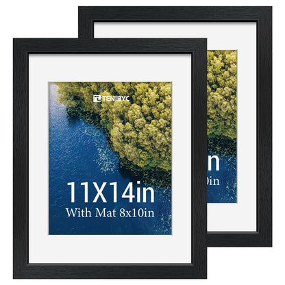 5x7 picture frame 4 Pack, 4x6 Mat, Black Wood, Glass, for Photo