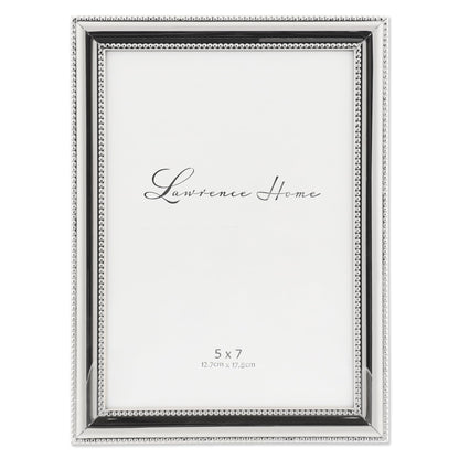 Lawrence Frames 510780 8x10 Metal Picture Frame Silver-Plate with Delicate Beading
