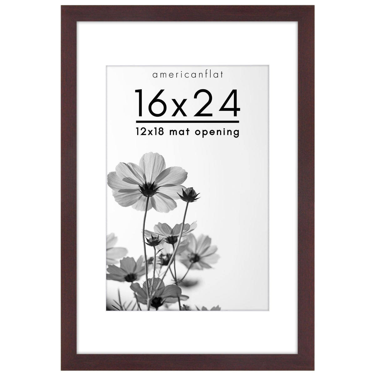 Americanflat 22x28 Poster Frame - Matted to 18x24 - Engineered Wood - Black