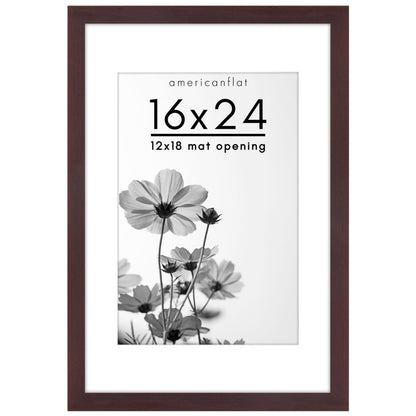 Americanflat 22x28 Poster Frame - Matted to 18x24 - Engineered Wood - Black