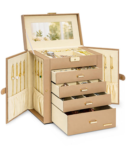 Homde Large Jewelry Box for Women: 5-Layer Organizer with Lock for Dresser
