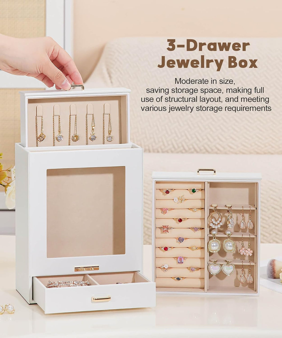 Homde Display Jewelry Box for Girls: Starter Organizer with Clear Window