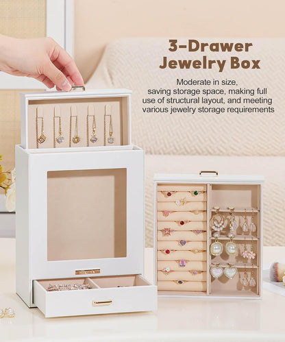 Homde Display Jewelry Box for Girls: Starter Organizer with Clear Window