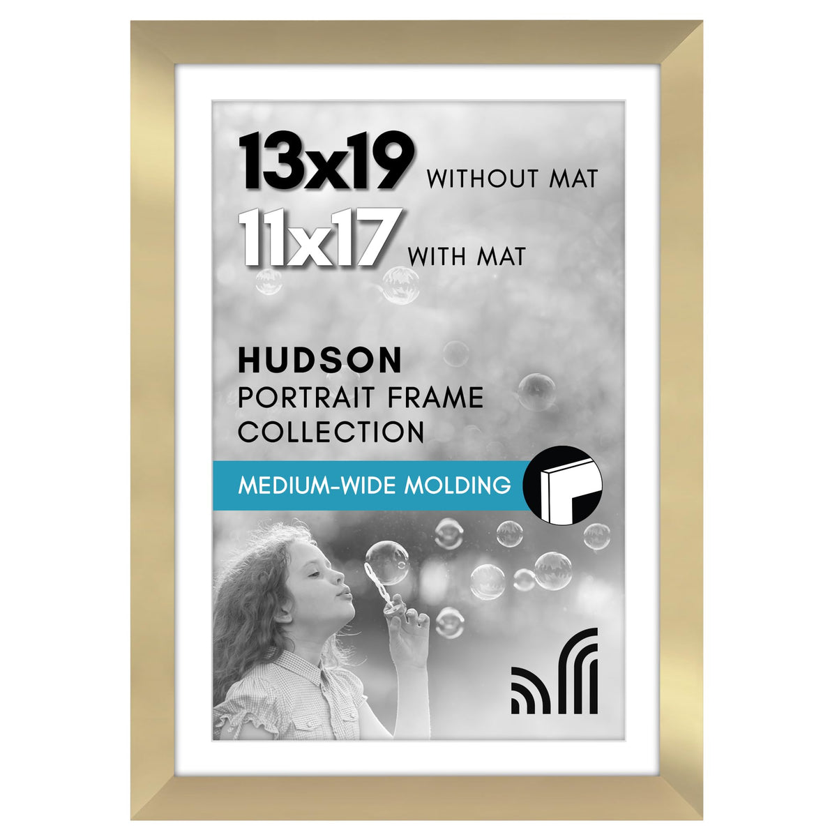 Americanflat 22x28 Poster Frame - Matted to 18x24 - Engineered Wood - Black