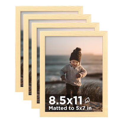 KINLINK 5x7 Picture Frame White Set of 4, Wooden Photo Frames Matted 4x6 with Plexiglass for 4x6 with Mat or 5x7 without Mat for Table and Wall Display