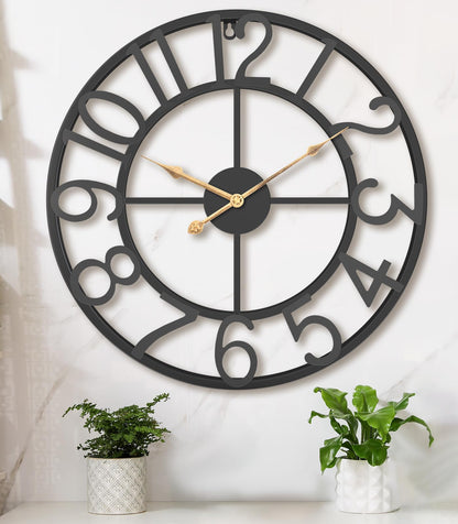 Pytha Sight 30 Inch Black Large Roman Numeral Wall Clocks for Living Room