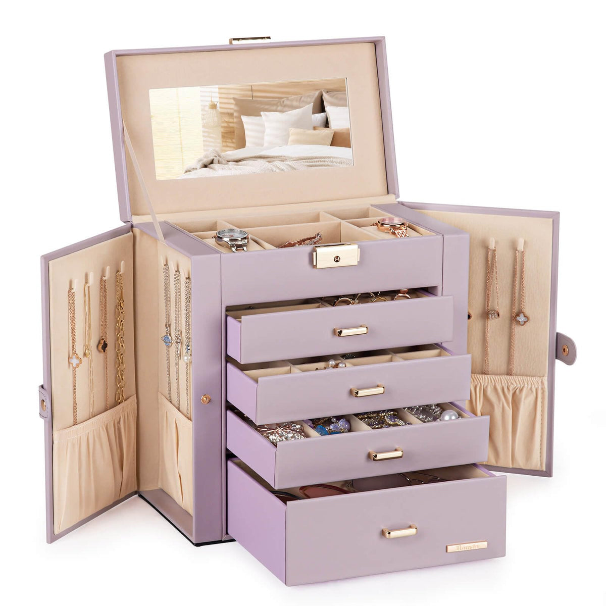 Homde Large Jewelry Box for Women: 5-Layer Organizer with Lock for Dresser