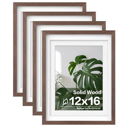 Egofine 8x10 Picture Frames Set of 4, Made of Solid Wood Covered by Plexiglass 4x6 and 5x7 with Mat or 8x10 without Mat, for Table Top Display and Wall Mounting Photo Frame White
