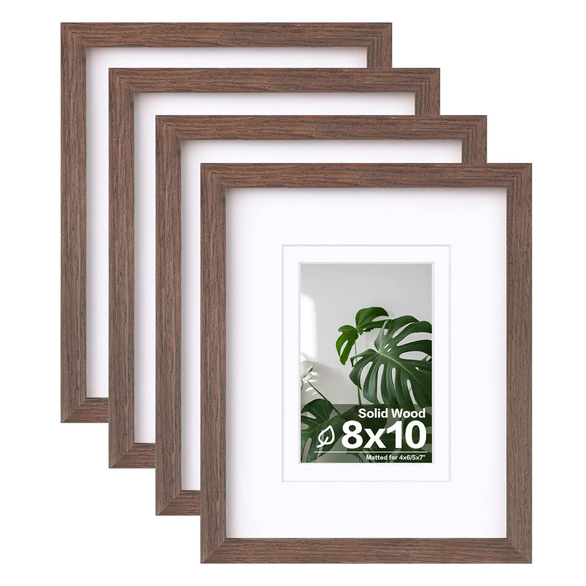 Egofine 8x10 Picture Frames Set of 4, Made of Solid Wood Covered by Plexiglass 4x6 and 5x7 with Mat or 8x10 without Mat, for Table Top Display and Wall Mounting Photo Frame White